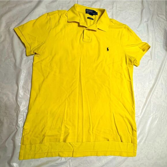Polo Ralph Lauren Men's Bright Yellow Custom Fit Polo Shirt Size Medium - Picture 2 of 8